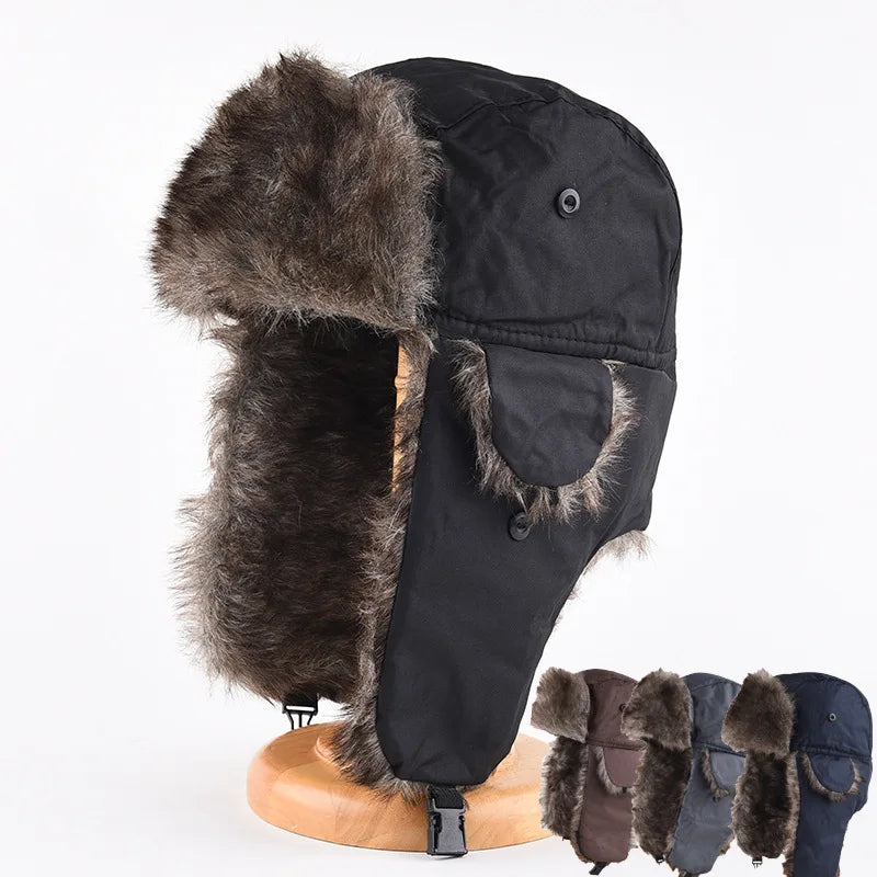 Men’s Winter Trapper Aviator Hat – Waterproof Bomber Cap with Earflap Ear Protection, Warm Fur-Lined Ski Hat