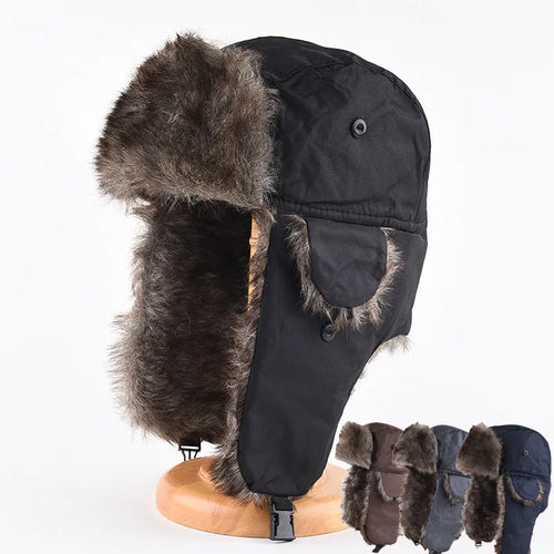 Men’s Winter Trapper Aviator Hat – Waterproof Bomber Cap with Earflap Ear Protection, Warm Fur-Lined Ski Hat