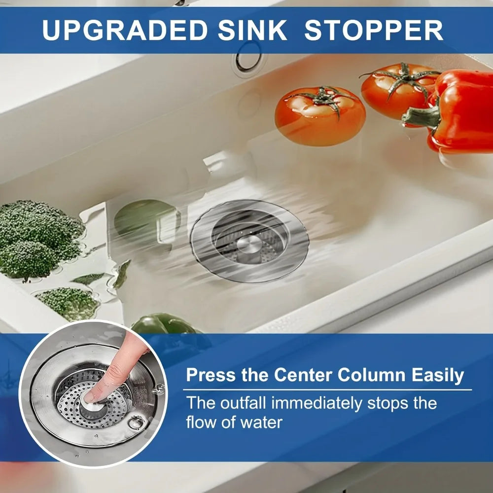 3-in-1 Stainless Steel Sink Stopper & Strainer