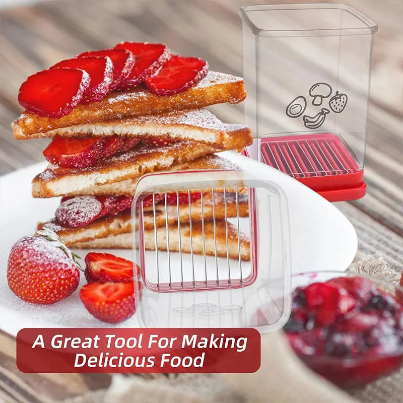 Fruit and Vegetable Slicer with Push Plate – Multi-Function Speed Cutter for Eggs, Strawberries, Bananas & Salad Prep